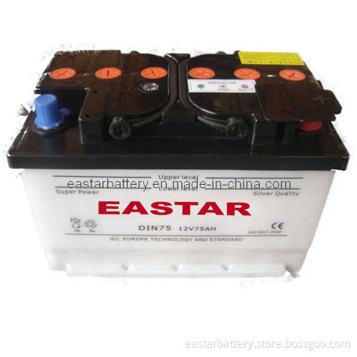 DIN75 12V 75ah Calcium Silver Quality Dry Charged Car Battery